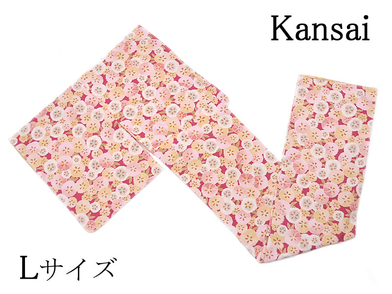 女物 Kansai(カン犀) 仕立てもの売り上げ金 小紋 袷お召しもの L大きさ -八重桜/赤紫系- ［0607-137］ すぐ着られる 洗える きもの ポリエステル 街着 山本寛斎 お上さん レディース サクラ色 オレンジ色 緑 黄 晴れ晴れしい 花 着飾る 今めかしい さくら 桜 広衿 日本製