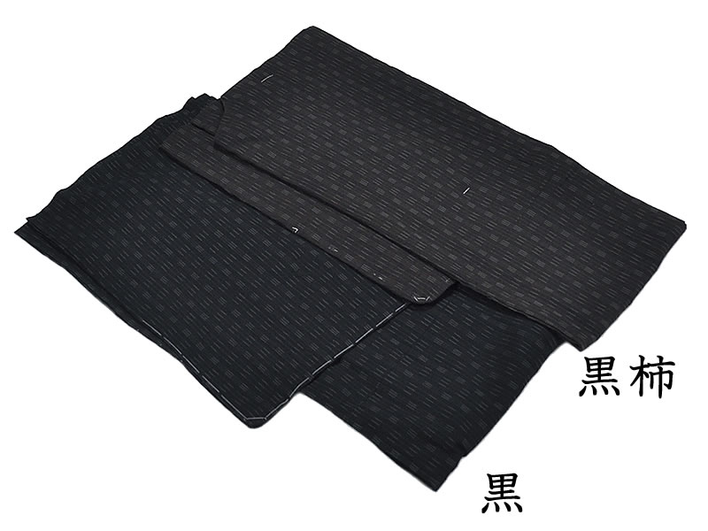 男物　仕立上り　ゆかた　Ｍ・Ｌサイズ　- 絣風/黒・黒柿 -　[ 0601-153 ]　浴衣 プレタ 既製品 すぐ着られる 夏 なつ 花火大会 お祭り 男性 メンズ 紳士 かすり 綿 めん 麻 あさ リネン シンプル お洒落 ブラック
