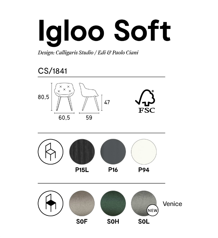 イタリアcalligarisカリガリス ダイニングチェア CS1841 IGLOO SOFT