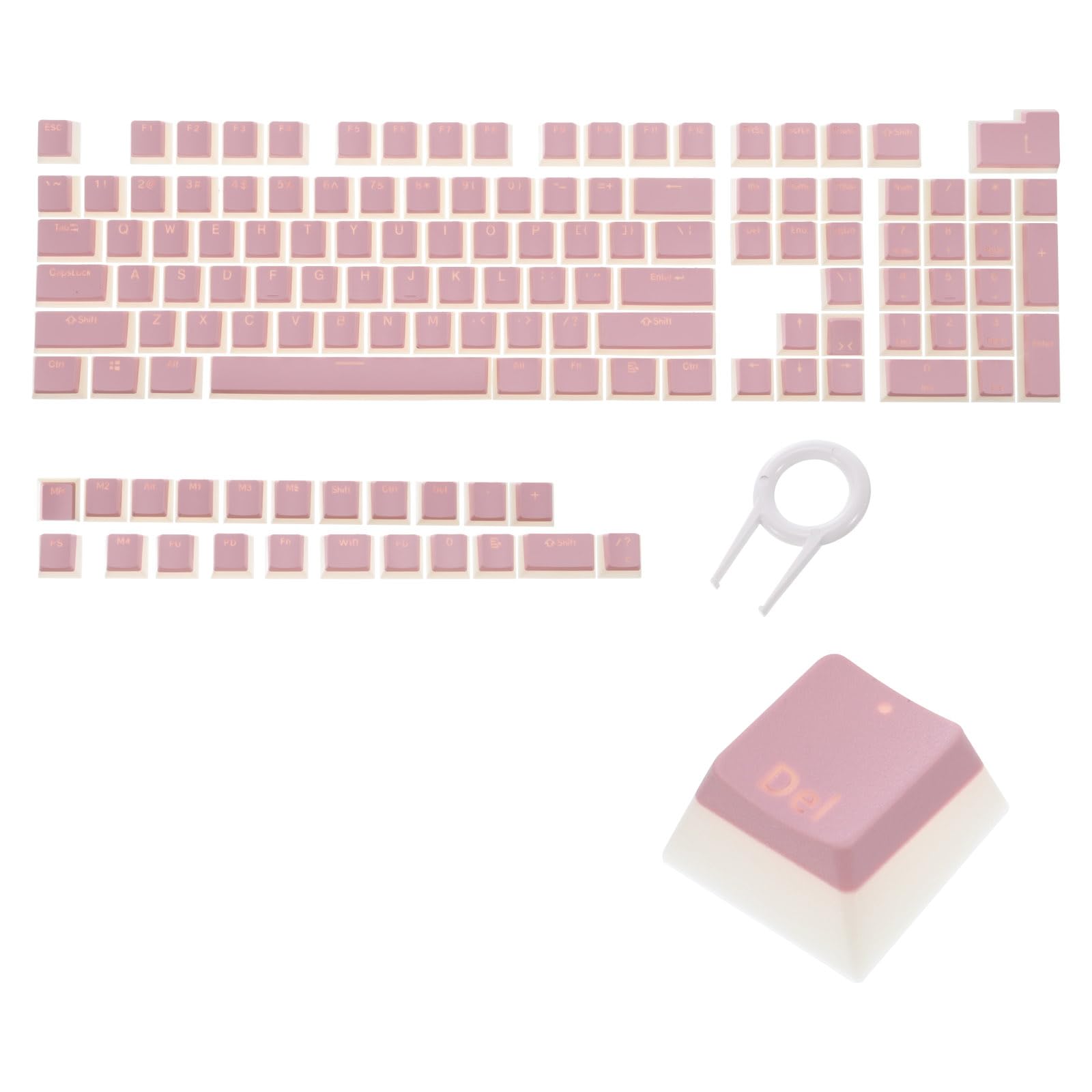 130キープディングキーキャップセット OEM横ずっぽう 60%PBT 61/63/64/68/75/82/84/87/96/98/104 機械類式キーボードレイアウト用 キーキャッププラー付き添い人 さくら色 ダブル打つこと