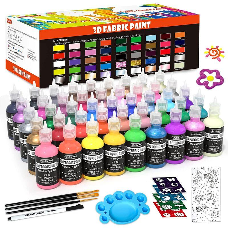 Art 布用えの具 3D 立体 45色書き割り 30ml 布えのぐ ファブリックペイント メタリックカラー ウォッシャブル 洗