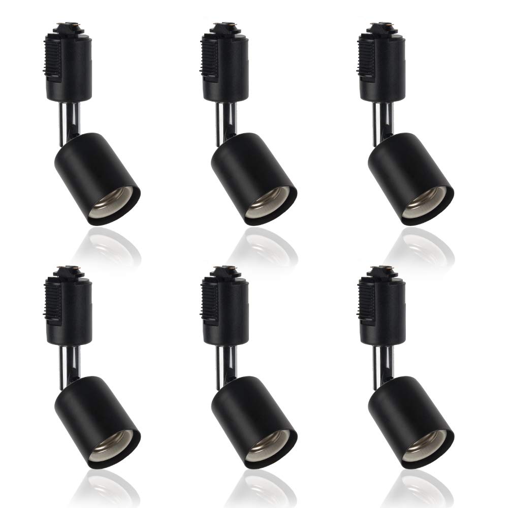 ダクトレール用スポットライト E11 LED電球付き 50W ライティングバー用器具セット ライティングレール 天井照明 6個セット (電球色, ブラック)｜Asap店