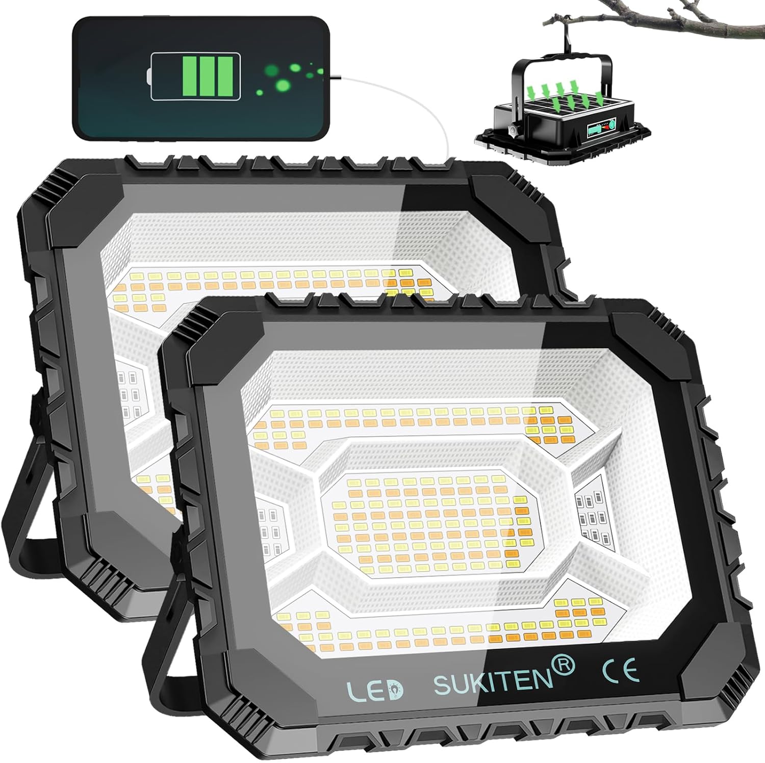 投光器 充電式 led 作業灯 200W 屋外 超高輝 16000mAH大容量 16000LM ワークライト IP66防水 5つ点灯モード 便携式 磁気
