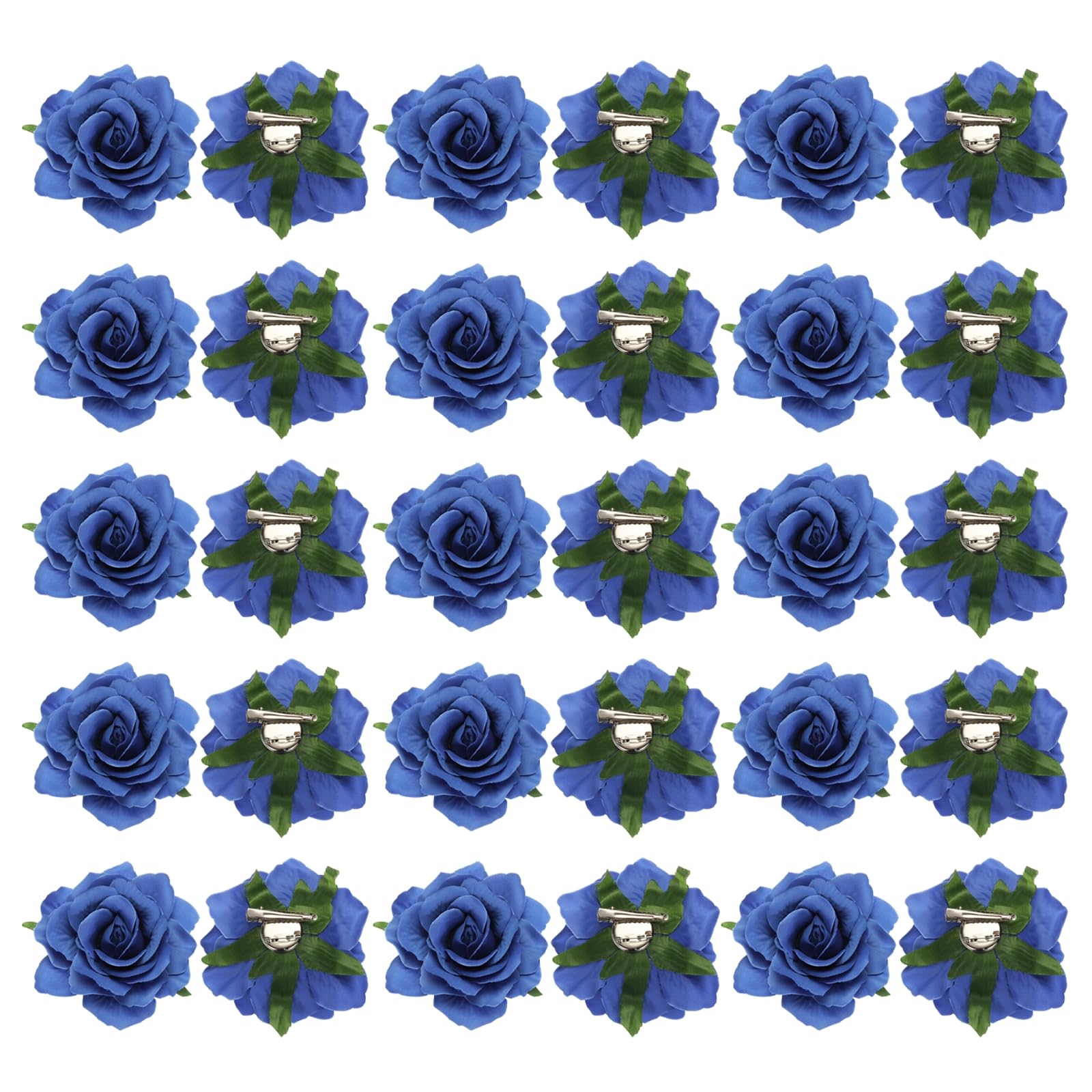 薔薇の花の髪の毛ゼムクリップ 花の髪の毛いの一番 花の胸飾り お上さん用 髪の毛添え物 10 糎 青碧 30個