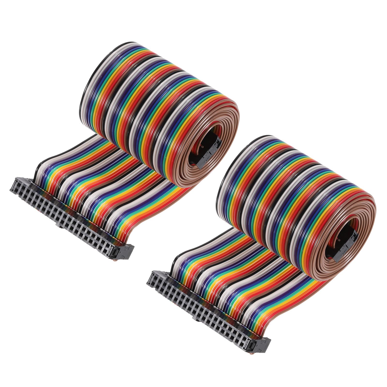 フラットリボンケーブル レインボー IDC フラットリボンワイヤコネクタ ピッチ2.54 mm 40ピン タイプ-C 長さ118 cm のワイヤー 2個
