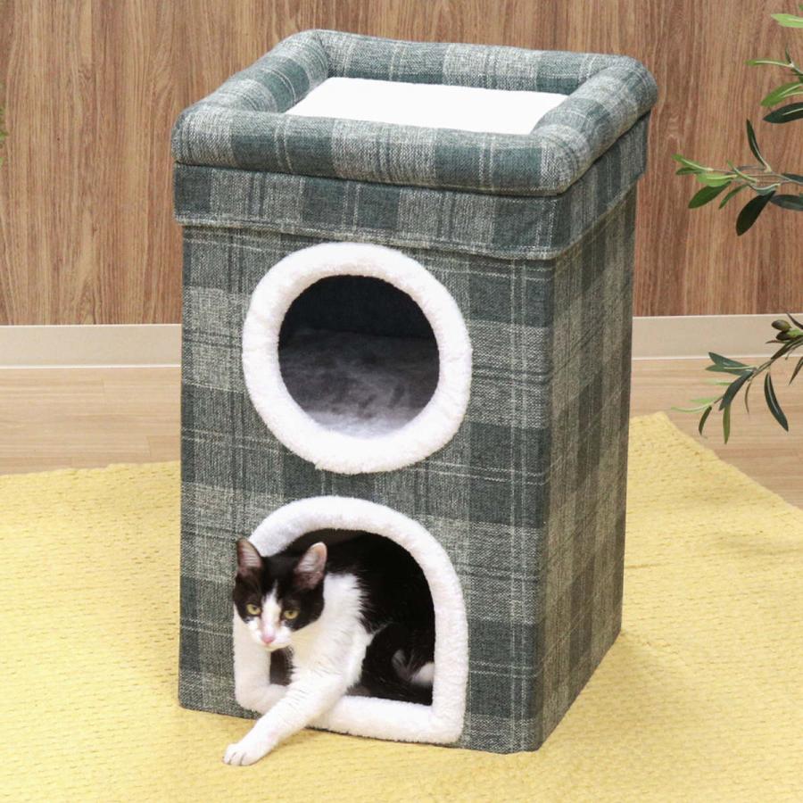 愛玩動物住みか 2御部屋 大屋根臥榻付き添い人 室内 （ 犬 猫 愛玩動物 2段 犬用 猫用 高さ65糎 パウダーコンパクト 小型 楼観 住みか 大屋根付き添い人 長椅子 臥榻 ）