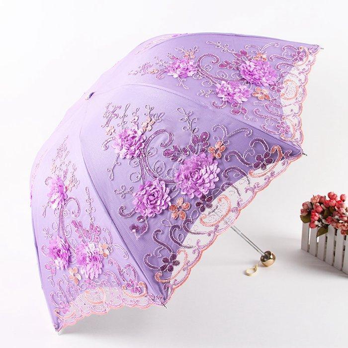刺しゅう日がさ コウモリ傘 スピード競技 日がさ 折りたたみ傘 UPF50+ レディース 今めかしい 晴雨兼用 3段折りたたみ傘 花柄 スピード競技 UV取りすてる 紫外線打つ手 遮光
