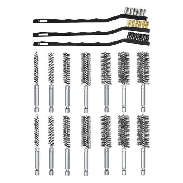 電動ドリル用ワイヤーボアブラシセット、ハンドルアクセサリー付き8mm-25mm、プロフェッショナル1/4インチ六角シャンク、ボアクリーニング