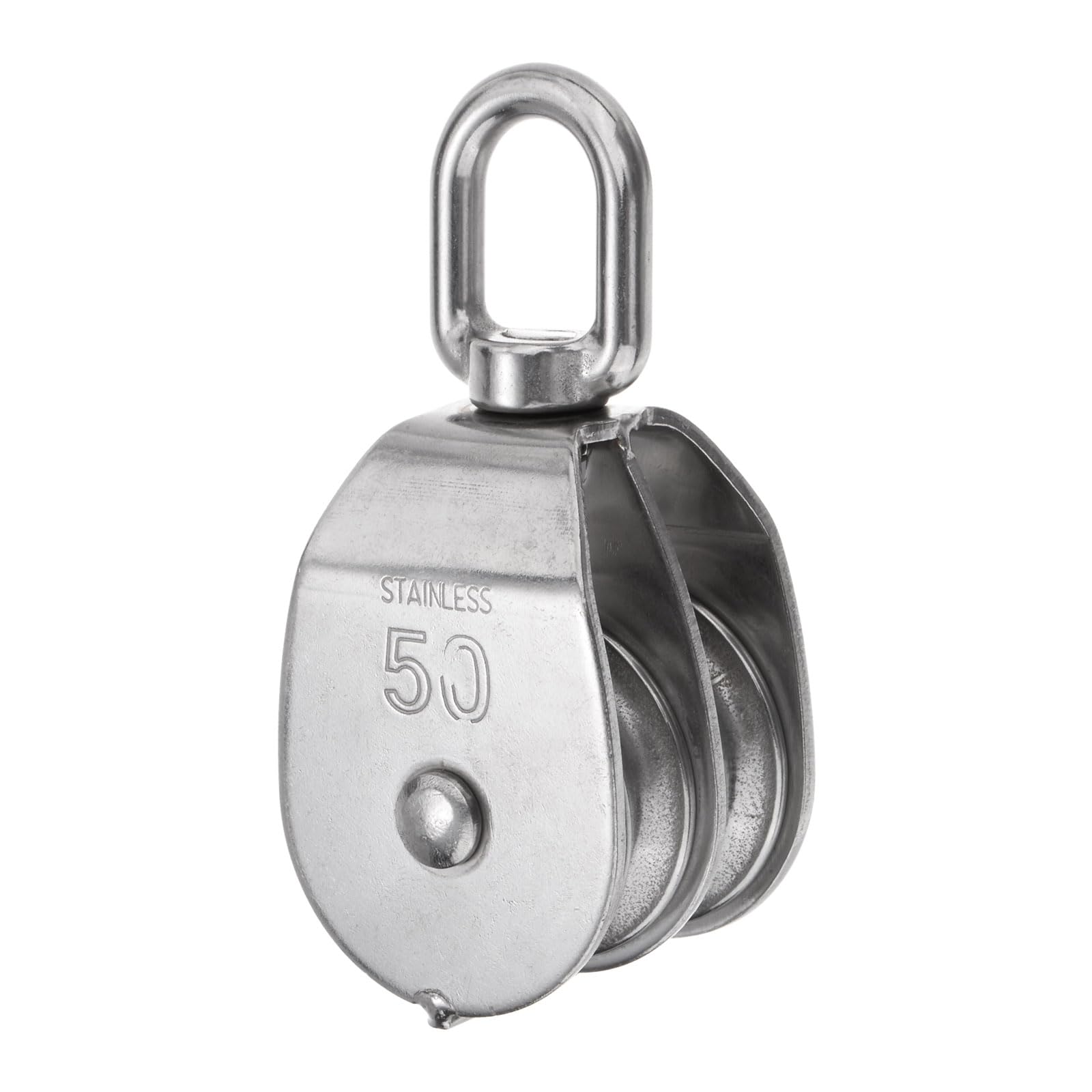 TM50 ダブルプーリーブロック ステンレススチール回転リグリングリフティングホイール固定プーリー クレーンハンギングワイヤートウィングホイール ロープケーブルプーリーローラー