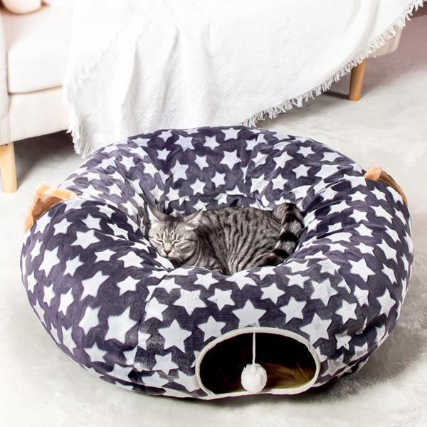 猫用トンネルベッドチューブ、真っただ中座布団付き添い人遊び道具プレイグランド、子ネコと犬ころに至適、薄墨色