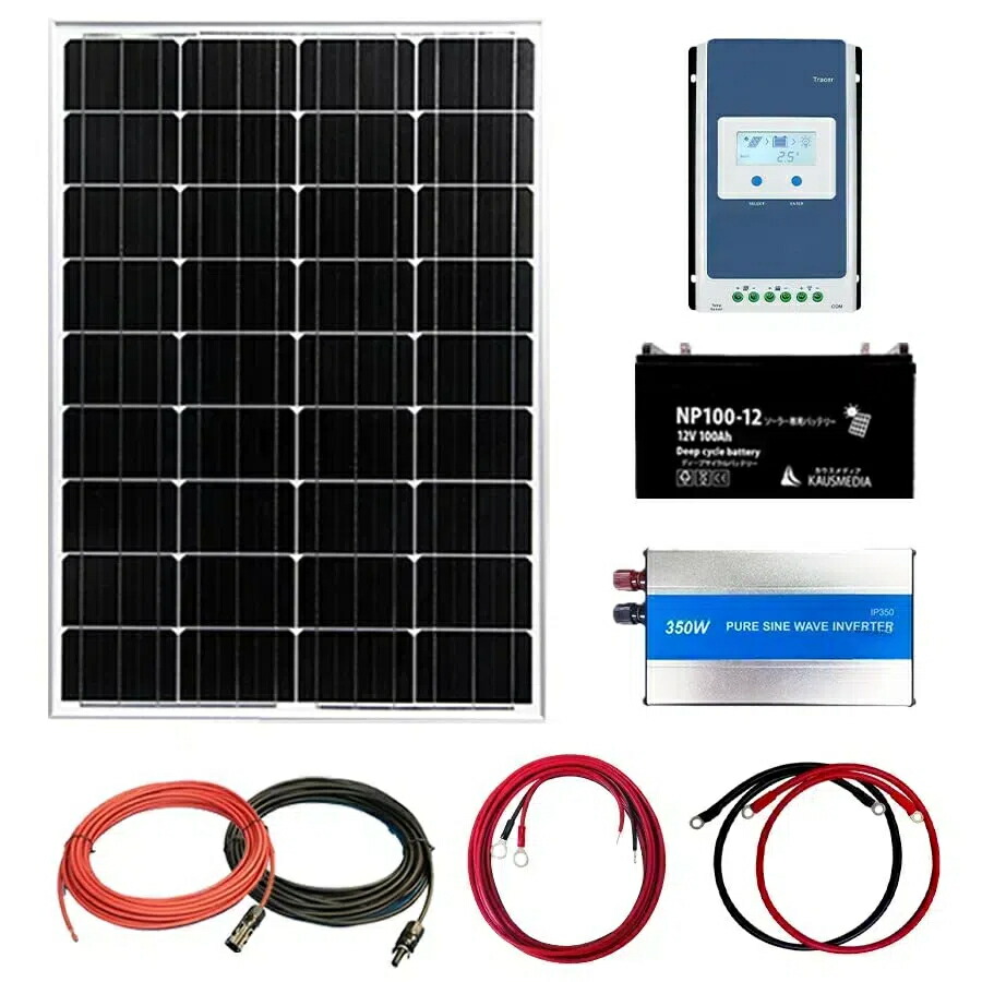 100W ソーラー発生一揃いの道具 280W 正弦波 はたご屋取り替えっこ ソーラーダイアログボックス 単たま物 10A ソーラーチャージャー 100Ah 乾電池 ディープサイクルバッテリー 自主独往型 自作 身寄り用 DIY 小型 非常用 差し込み