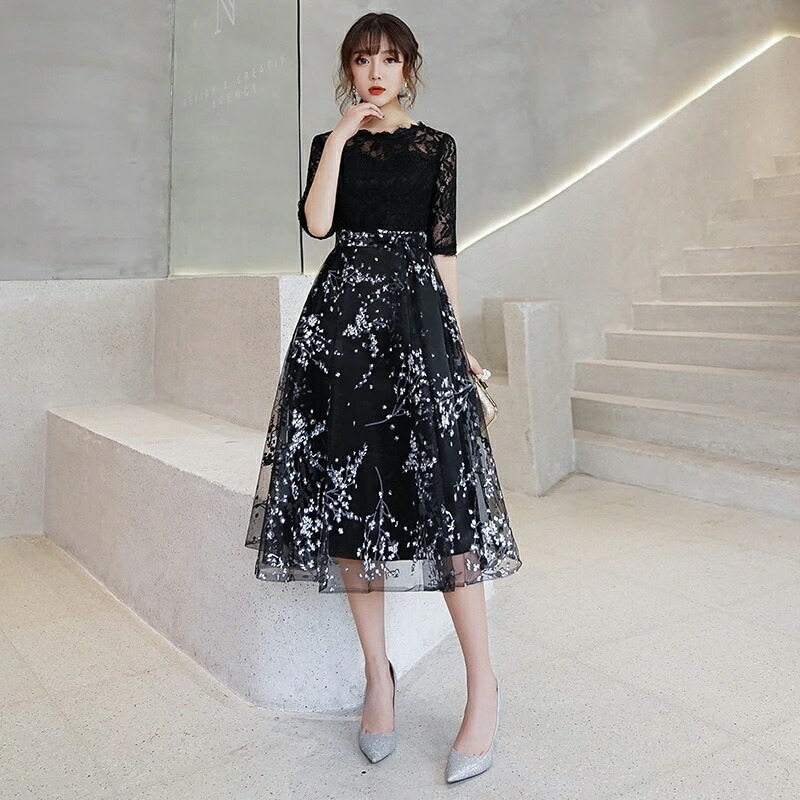 イブニングドレス 夏 レース 花柄 ロングワンピース イブパーティードレス キャバ 着痩せ 大人 同窓会 披露宴 卒業式 結婚式 演奏会 ウェディング 二次会 発表会