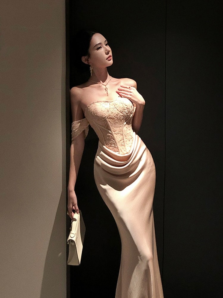 流行り物衣裳 ロング衣裳 タイトワンピース 寄り合い御召しもの 色っぽいな御召しものユニフォーム 二次会 寄り合い御召しもの 華燭の典 お呼ばれ ロング御召しもの