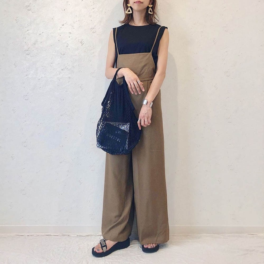 ワイドパンツ レディース オーバーオール オールインワンジェル マタニティ ロングパンツ サロペット オールインワン レディース 体型カバー サロペットパンツ 着痩せ