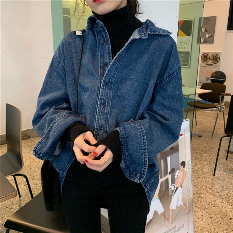 コーデに役立つ！デニムジャケットファッション 早秋 ゆったり デニムコートシャツ アウター レディース トップス デザインデニムジャケット