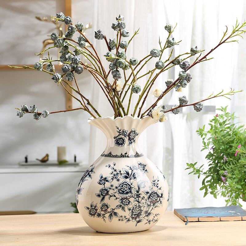 花立て 陶器 レトロ 青 白 サクラ色 花 瀬戸もの 老人ホーム リビング御部屋 かざり付ける お花申し合わせ 室内装飾 今めかしい 差し上げ物 大きめ 差し上げ物 差し上げ物 お花刷り上げる 北欧