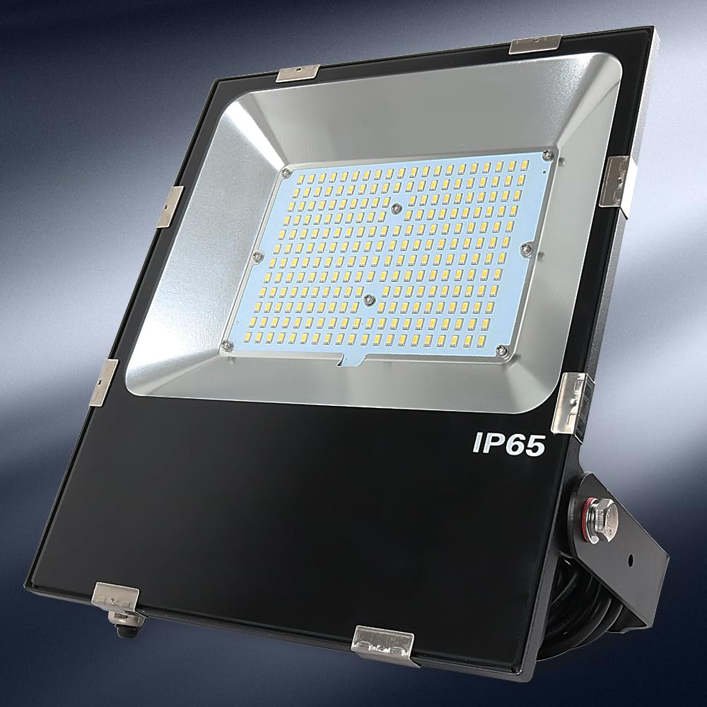超薄型LED投光器 100W 20000LM LED投光器 100W LED投光器 1000W相当 LED投光器 屋外用 防水 LED投光器 小型 LED投光器 屋外用 明るい 100W 投光器 LED 200V 投光器 LED 100V 投光器 釣り 集魚灯 作業灯 IP65 豪雨対応 高天井LED照明 屋内屋外兼用 (単品1台, 電球色3000K)