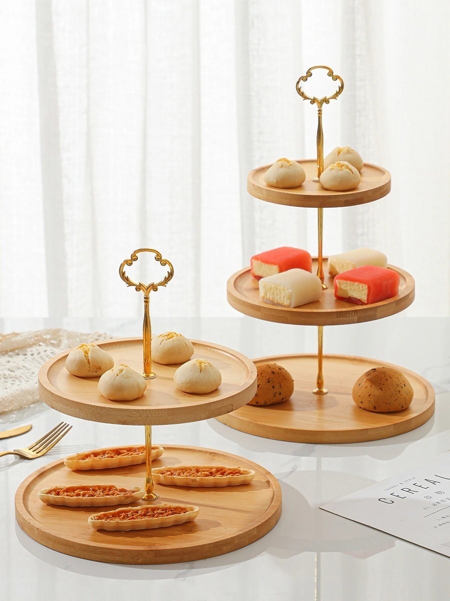二層の果物皿木製の昼過ぎお茶食器御菓子棚御菓子の盛り付け砂糖菓子お兄ちゃん茶の葉皿多層西洋菓子棚