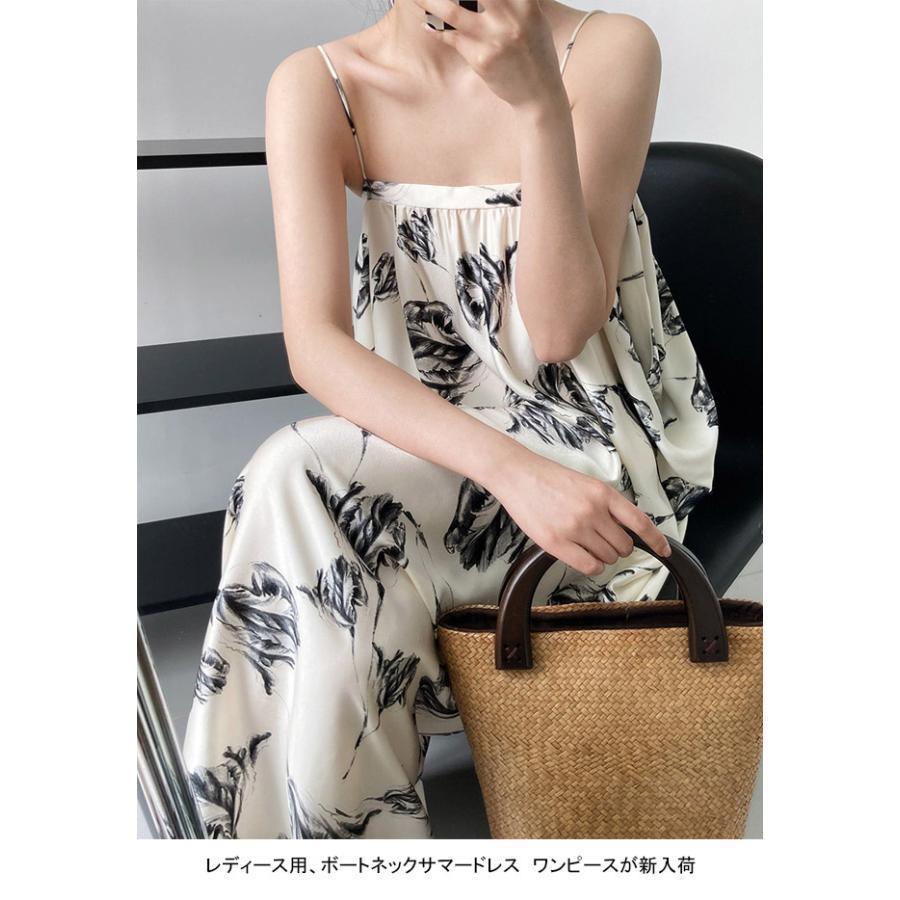 春 夏 キャミワンピース レディース インナー 花柄 ボートネック ノースリーブ マキシ丈 スリット入り ファスナー付き ゆったり 夏服｜Asap店