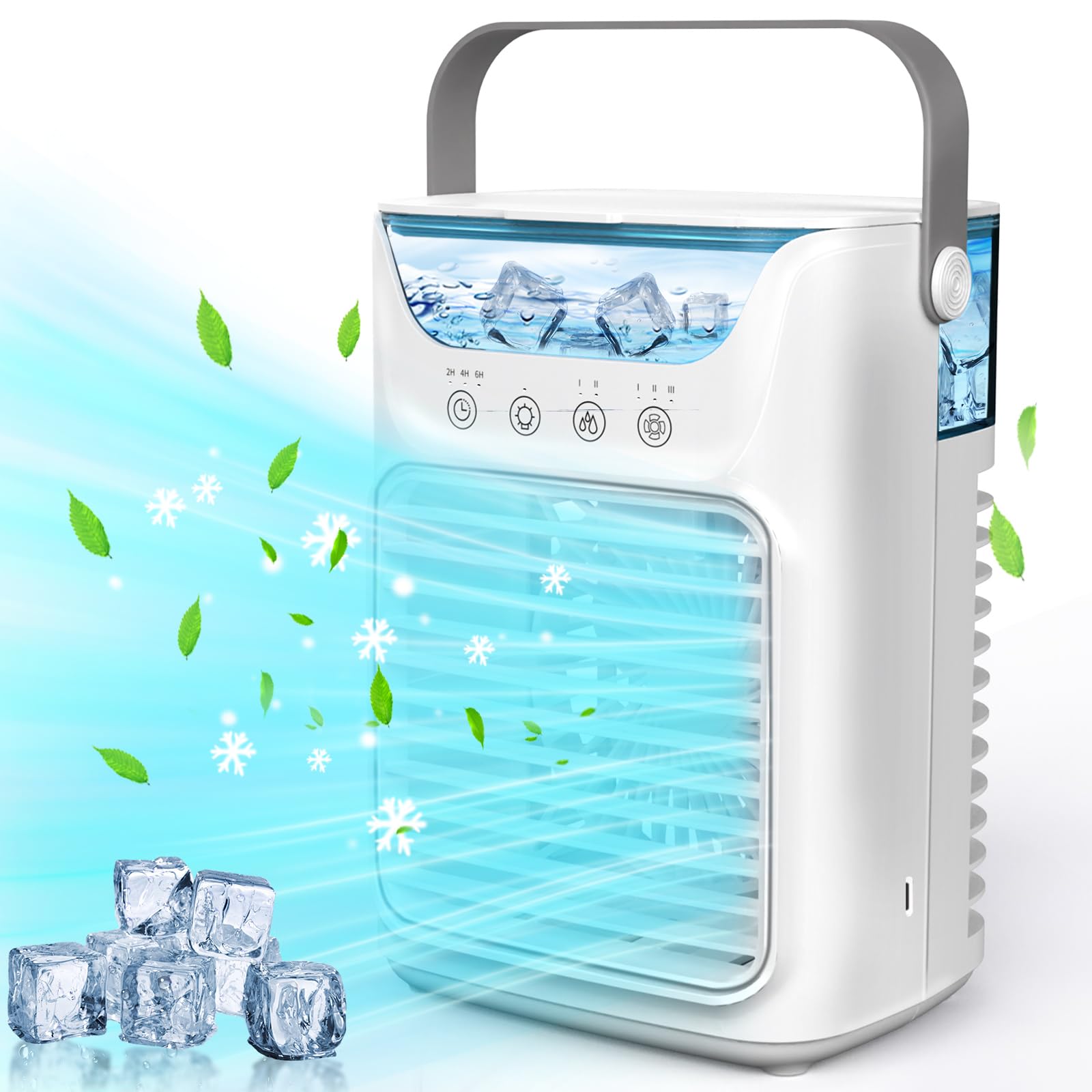 卓上冷房装置超音波式 噴霧 たわい無い靄 氷入れ水冷冷房装置 加湿役立つこと 小型 卓上冷風機 700ML大電気容量 7W省エネ節電打つ手 3座標軸風量 2座標軸噴霧量 切タイマーLED点火装置【小型静音・ちょっとの間冷やかす】コンパクトミニクーラー ミニ冷房装置 軽さ 静音 意気組み症と暑さ打つ手 車中 住み家執務室