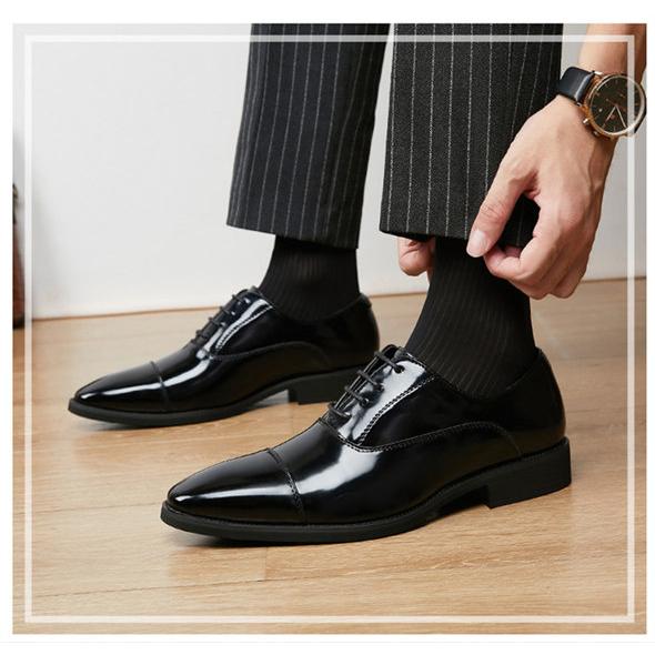 幅広 本革 ロングノーズ 幅広 Uチップ ドレスシューズ 内羽根 ビジネスシューズ プレーントゥ メンズ レザーシューズ 疲れない 外羽根 歩きやすい 紳士靴