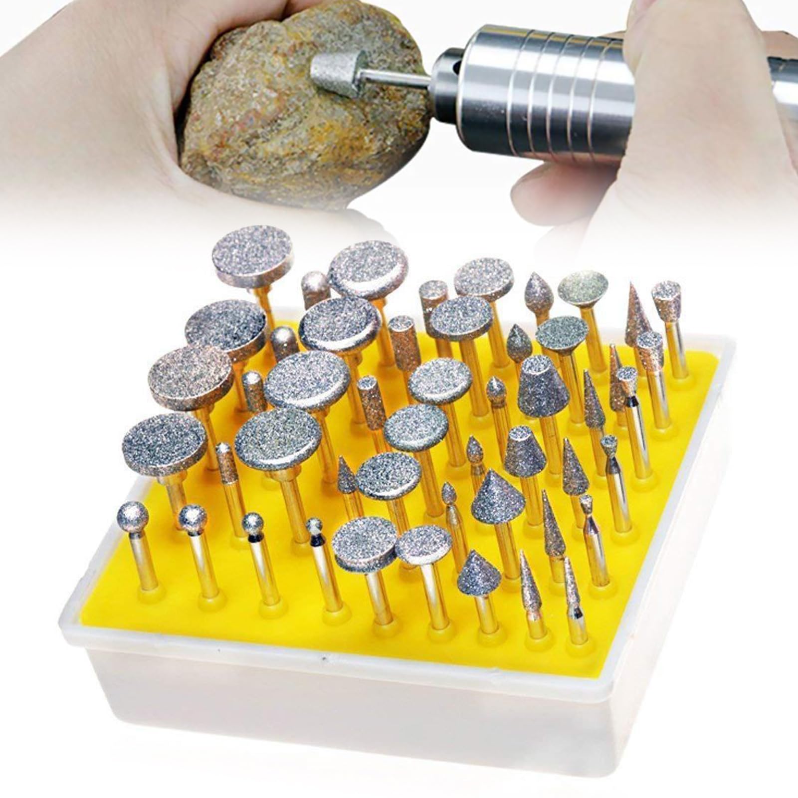 リューター ビット ダイヤモンドドリルビットセット50 シャフト約 3mm (1/8 インチ) ミニルータードリルビット切断と研磨研削フラットタイプ