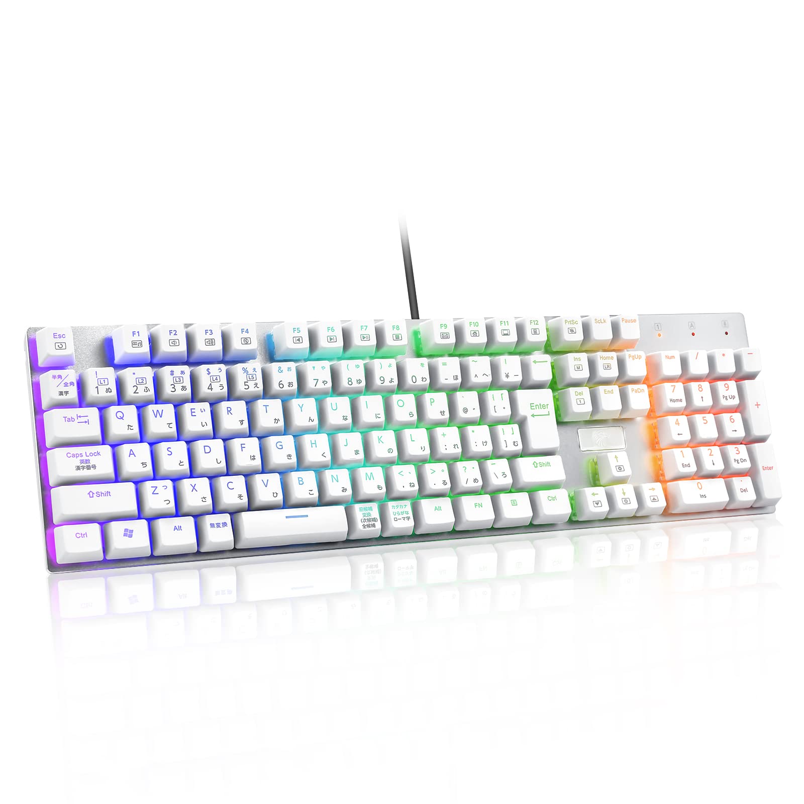 機械的式ゲーミングキーボード  フルサイズ足懸かり Type-C 足懸かり防ぶつかり合う うしろ側点火装置付き添い人  執務室/ゲーキーボード (赤軸・白いこと)