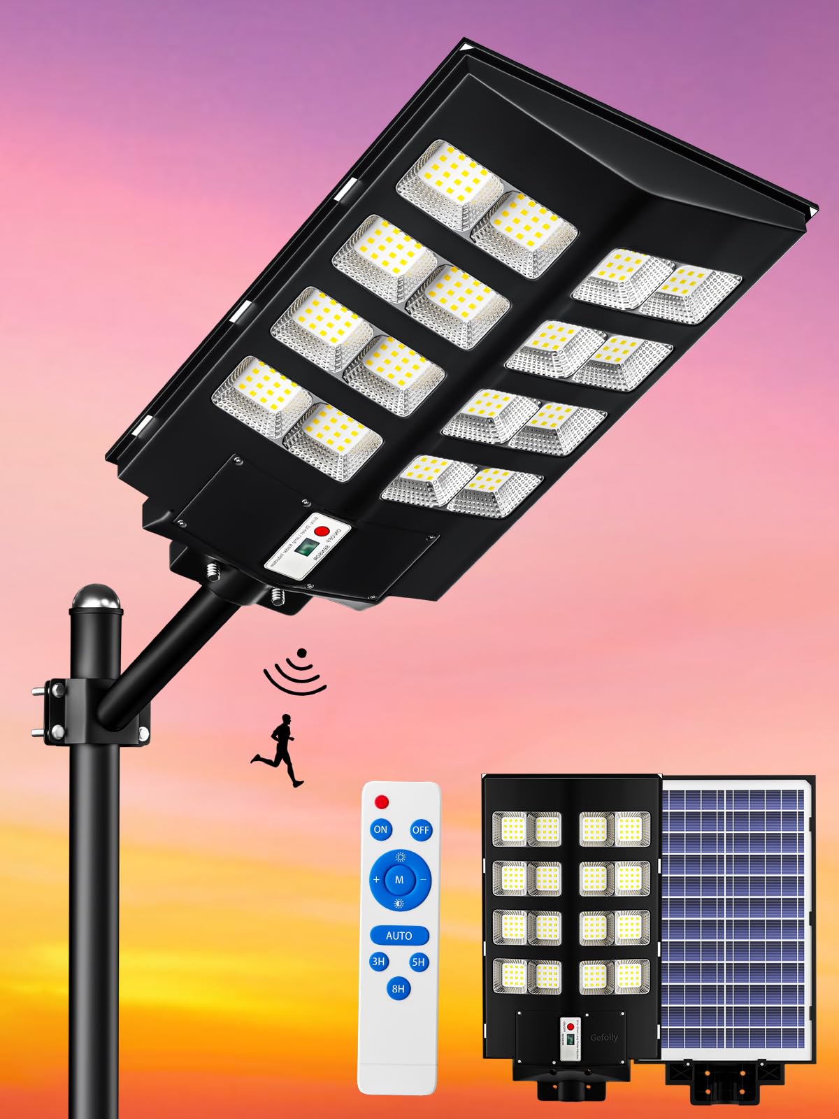 1800W ソーラー街燈 室外 108000lm 街燈 ソーラー 室外 雨合羽 表どおり灯 ソーラー led 遠隔操作き パーキング場/運動場/表どおり 当て嵌める（1800W 108000lm）