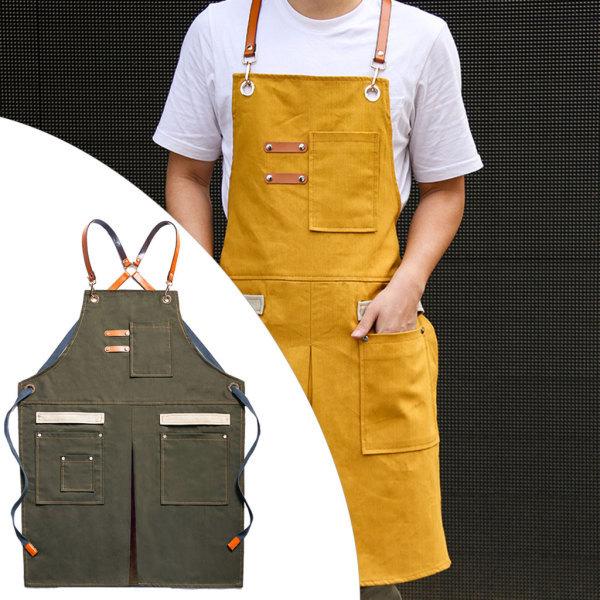 勝手もと喫茶店用キャンバスエプロンバーベキューシェフクッキングビューティーガーデンガレージグリーン