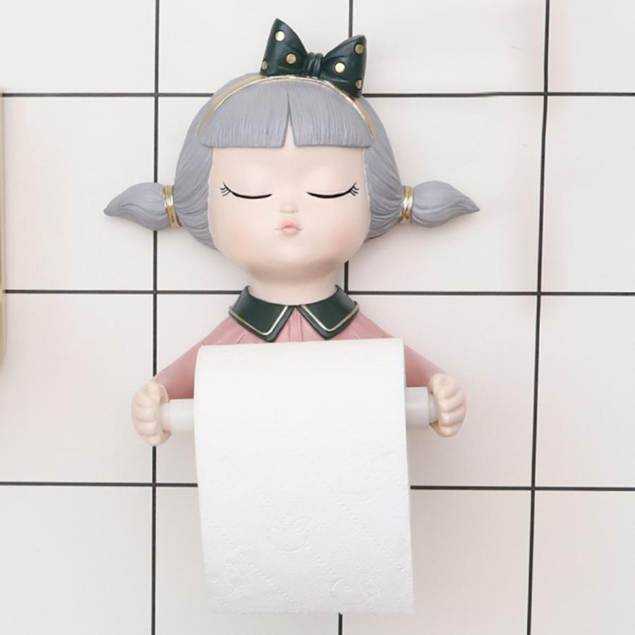 壁に取り付けられた御嬢さんのキッチンロールホルダートイレットペーパーホルダーかざり付ける表現スタイル3