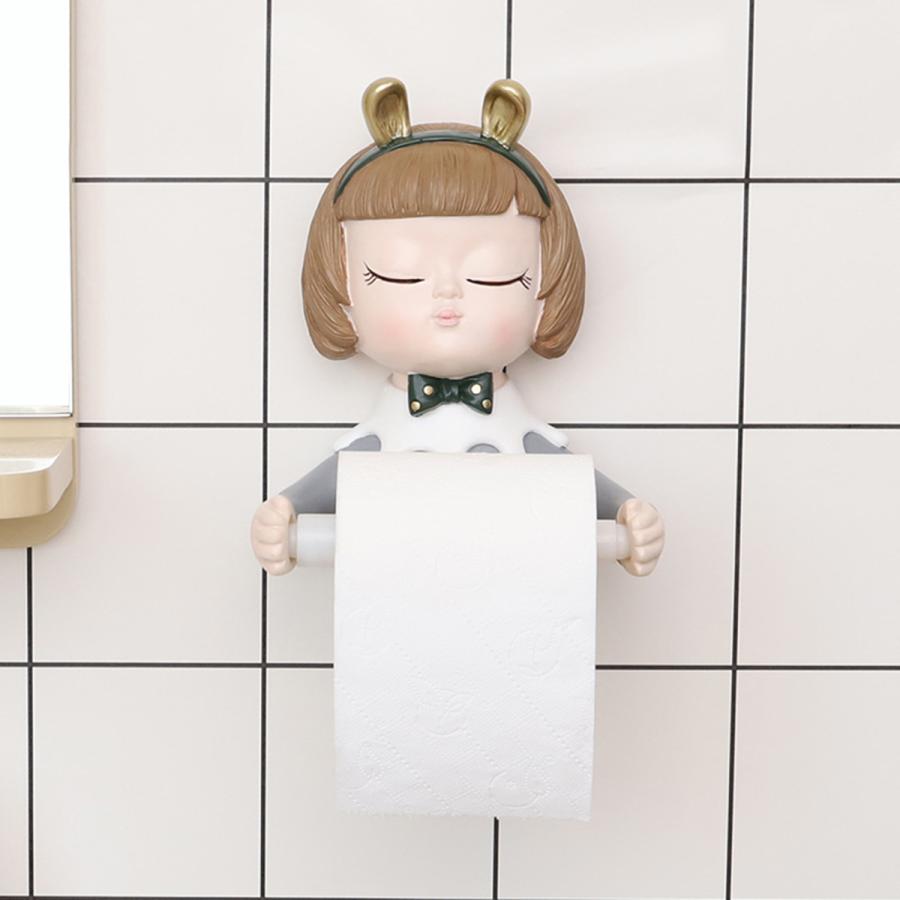 壁に取り付けられた御嬢さんのキッチンロールホルダートイレットペーパーホルダーかざり付ける表現スタイル2