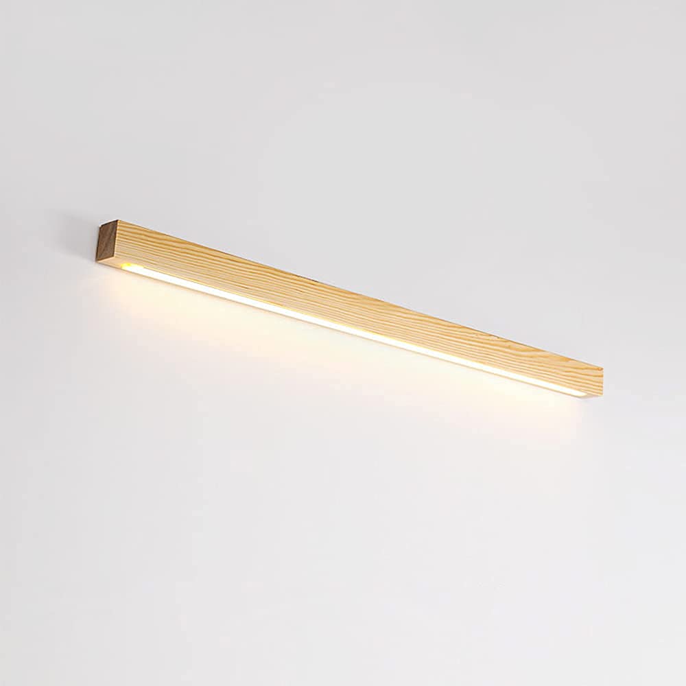 木製ウォール照明ランプ屋内LED、2階建てバス御部屋用ロングストリップミラーフロントライトLED白いことともし火-ウォームともし火北欧臥し所の歩廊用モダンウォールライト、ログウッド、80糎