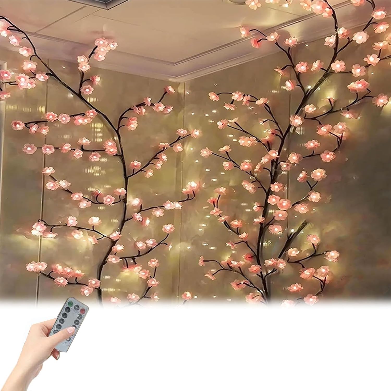 桜の花 LEDより糸点火装置 桜 造花の藤 照度点火装置 LED 電飾 造花 仙女点火装置 室内 一般受け DIY かざり付ける点火装置 8 つ流行り物 遠隔操作付き添い人 室内装飾 差し上げ物 (長さ2.3m /144つLED)