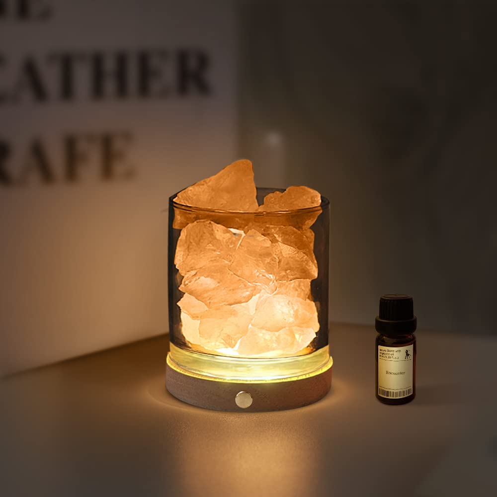 アロマストーン 書き割り【天然石 400g+シダーウッド揮発油10ml+led基礎1台+硝子1本】ストーンディフューザー 石英 おテスト作業 アロマセット 祝賀会/バレンタインデー/生まれ落ちる日/母の日