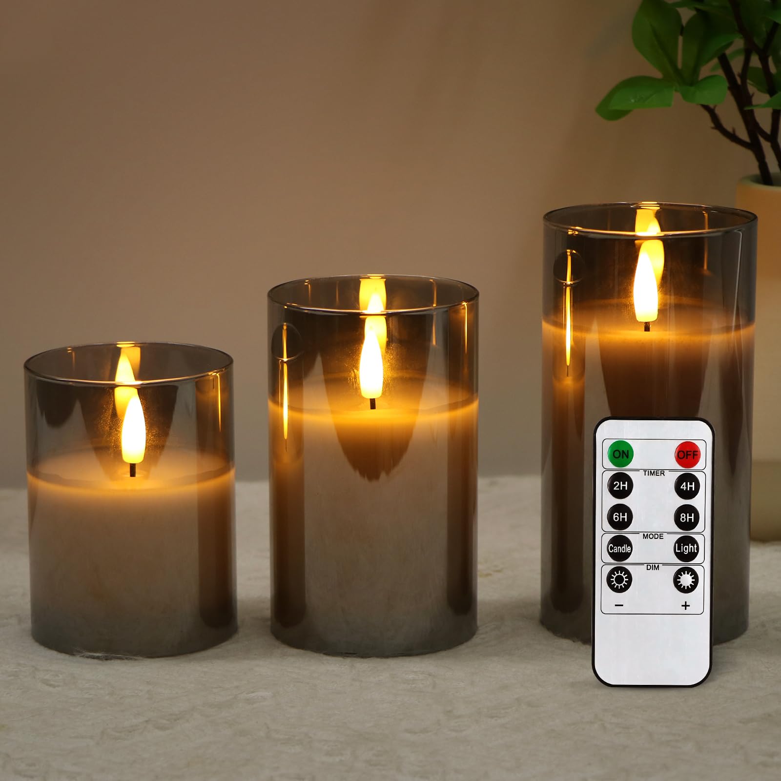 LED 蝋燭点火装置、LED 硝子、ゴールド蝋燭、3 個仕掛ける、本物の炎のようにちらつき、生あたたかい光、炎のない LED 蝋燭点火装置、ちらつき、安全性のある、省エネ