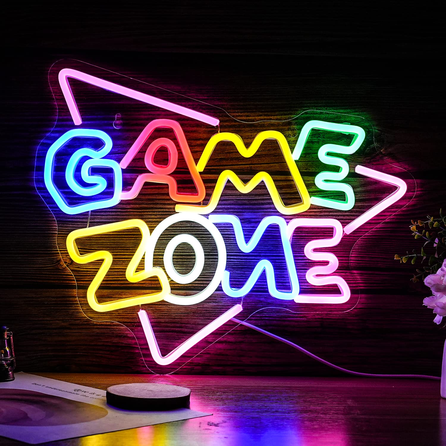 力くらべ地域ネオンサイン LED ゲームネオンライト 調光能力のある USB 文字記号ネオンともし火 アクリル樹脂芸術壁かざり付ける 寝部屋 プレイルーム 赤ちょうちん 寄り合い飾りもの ボーイズギフト 39*32糎