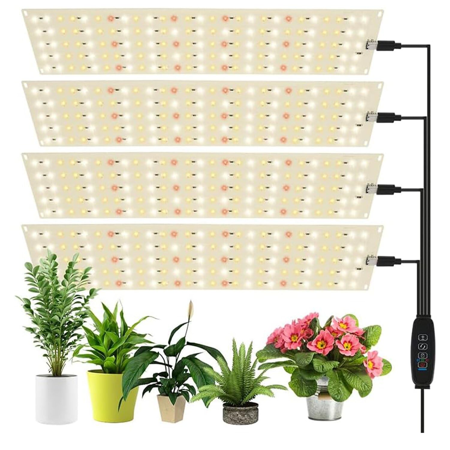 4pcs LED草木育みそだてるともし火 調光能力のある 草木生いそだつともし火 暖色系 四枚ダイアログボックスともし火 超薄型 盛りだくさんスペクトル 育苗ともし火 24h循環過程 3h/9h/12hタイマー付き添い人草木ともし火 備え付ける飾り気のない 室内用 水耕作りだす 多肉 蔬菜 草木工業プラントなど其れ相応する