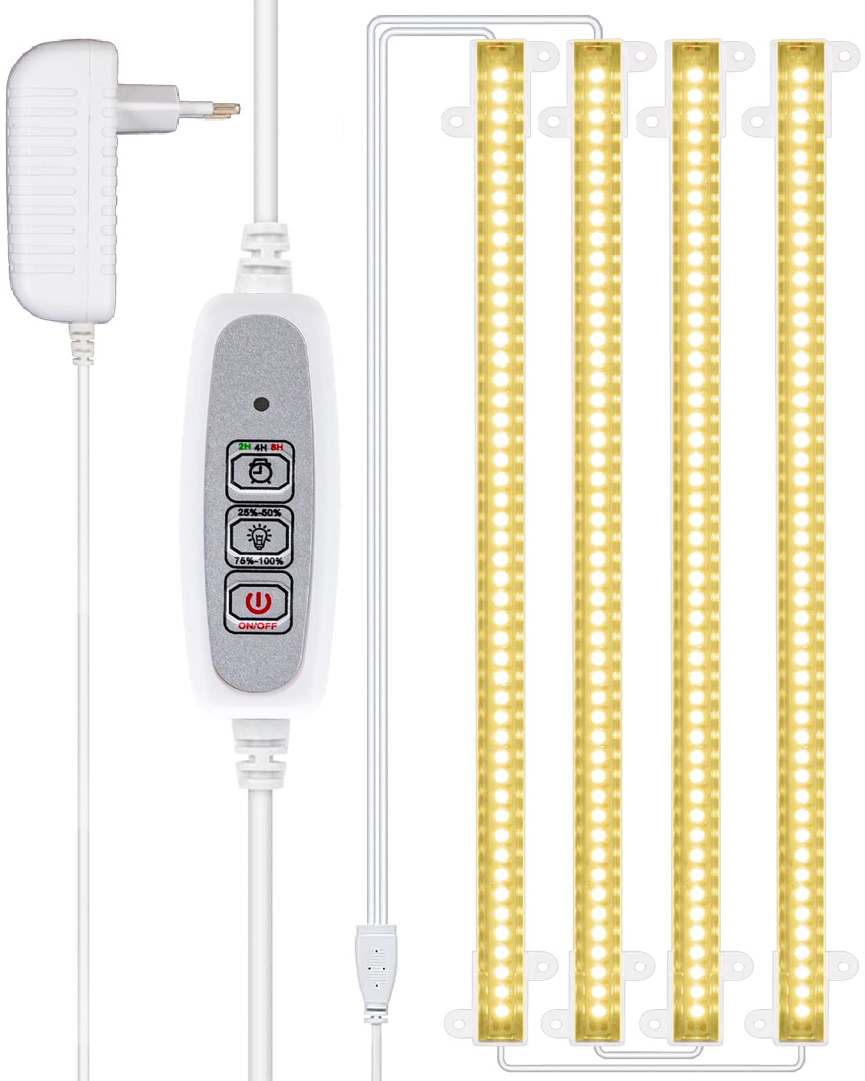 草木育みそだてるともし火 LED 草木用 育みそだてるともし火 太陽の光 時期定時役立つこと（2H / 4H / 8H）4座標軸調光 観葉草木 育みそだてるともし火 多肉 水耕作りだす照明ランプ 身寄り家庭菜園 園芸 (暖白-1書き割り4本)
