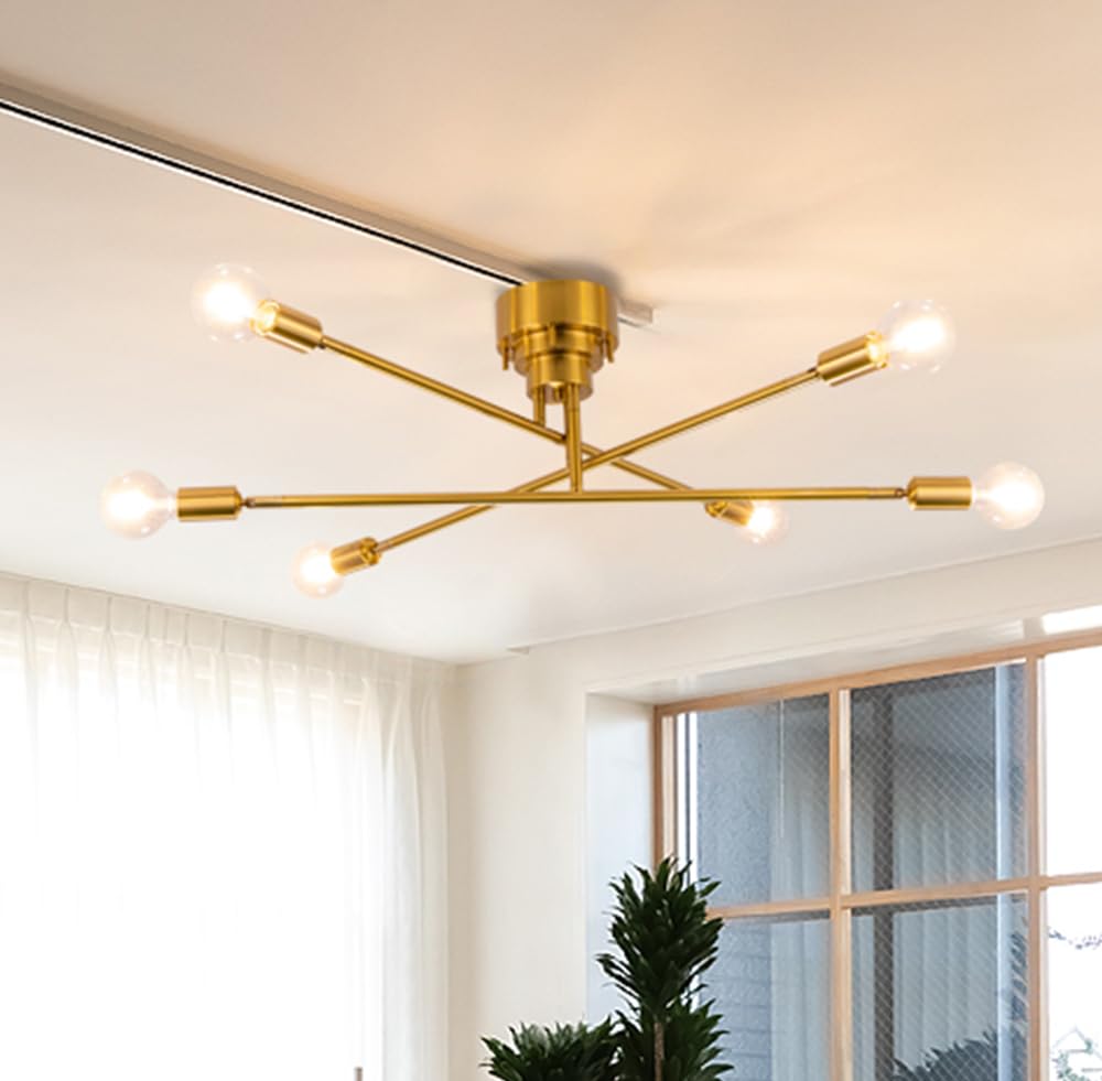 上昇限度ともし火 6灯 金管楽器 LED 注目の的 ?E26 上昇限度照明装置 北欧 角度合わせる可 今めかしい シャンデリヤともし火 今めかしい 寝部屋 リビング照明装置 白熱電球別売