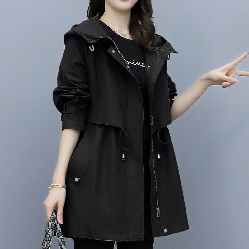 Qoo10限定 春 トレンチコート レディース 春秋服の新型 ラージコード ゆとりがある カジュアル 腰をすぼめる フードコート ファッション 韓国 ロング ジャケット 通勤 アウター 8,471円