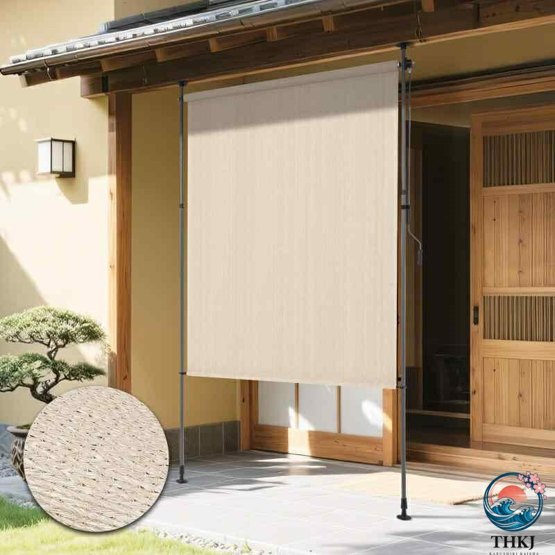 突っ張り式 縦型 オーニングシェード 目かくし 室外 ひよけ つつみ隠し 巻き取り式 高さ調節する能力のある 断熱 遮光 雨合羽腰掛け 据え置き飾り気の無い 穴あけ不必要 庭 回廊