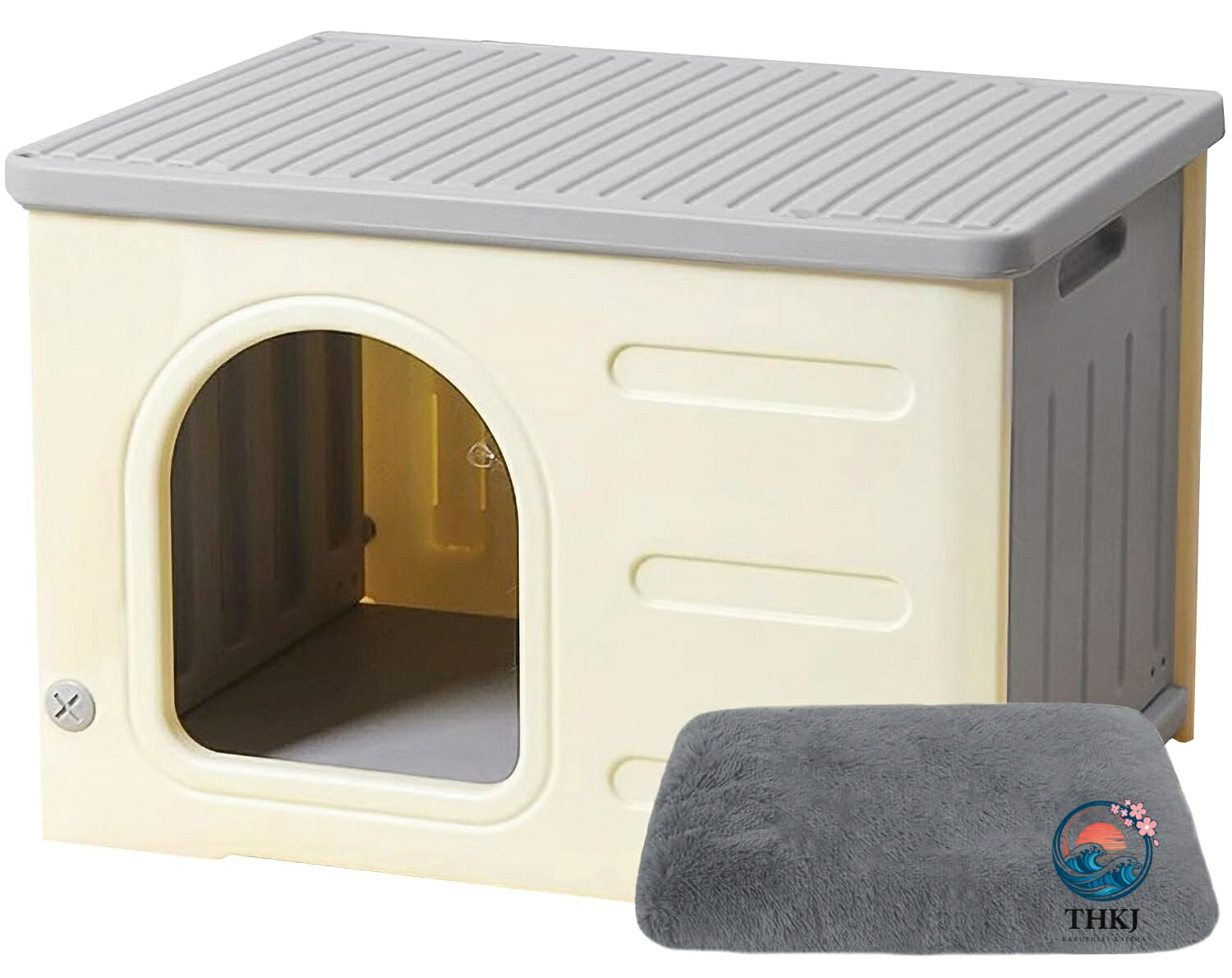 猫ハウス 外猫ハウス ペットハウス 屋外用 猫小屋 犬小屋 屋外 防水 冬 座布団付き 通気性 防寒 雨よけ 小型犬 野外猫 組立簡単 屋内 防風 防雨 換気｜ASBEAUTE
