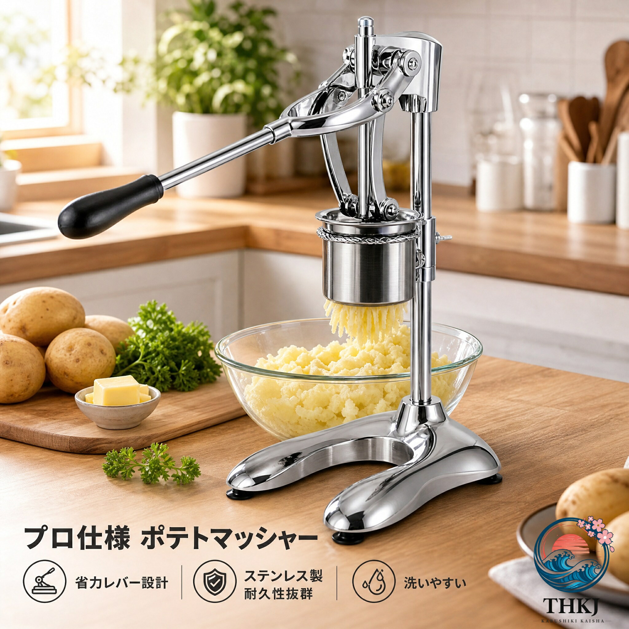 フライドポテトカッターマシン ステンレス鋼 30cm 手動フライドポテトストリップスクイーザー ポテトチップス押出機ツール 家族の集まり 家庭料理 スナックバー用｜ASBEAUTE