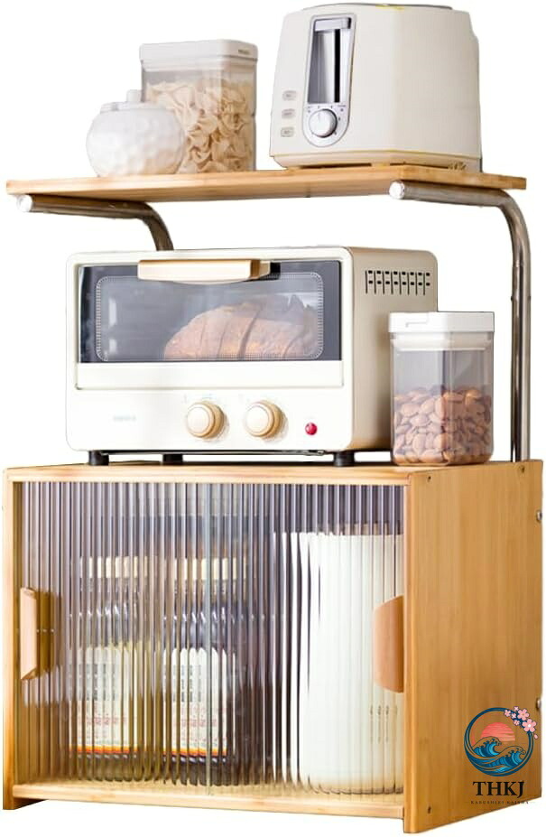 食器棚 卓上食器棚 キッチン収納棚 キャビネット サイドボード キッチンカウンター 収納 大容量 アクリル扉 組み立て式 おしゃれ 竹製 収納便利 台所収納|ASBEAUTE