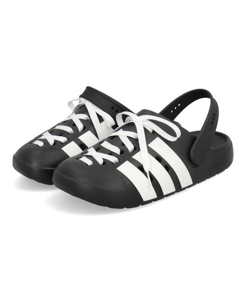 adidas アディダス ADILETTE CLOG LACE U【超軽量】メンズ レディースサンダル サボ(アディレッタクロッグレースU) JR4025 コアブラック/フットウェアホワイト
