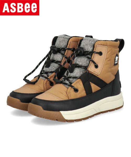 SOREL ソレル YOUTH WHITNEY 3 MID WP 防水 防寒 降雪地 キッズブーツ ユースウィットニー3ミッドウォータープルーフ NY5288 253 トーニーバフ/ブラック キッズ シューズ 靴 ブーツ レインシューズ ガールズ ボーイズ ウィンターシューズ