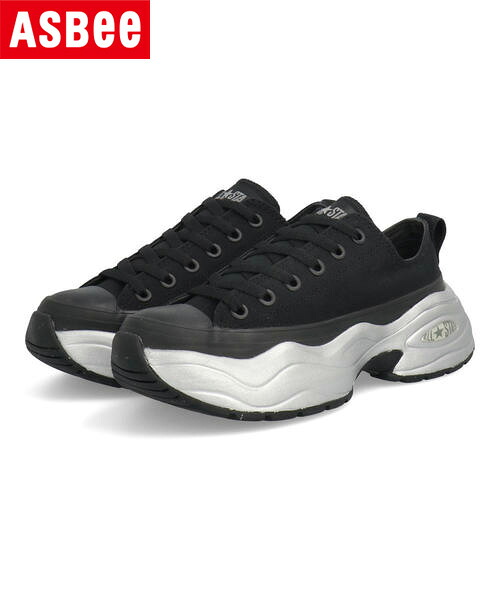【クーポン配布中】converse コンバース ALL STAR R SURGETRAINER MT OX レディーススニーカー 厚底 オールスターRサージトレーナーMTOX 31313920 ブラック/メタリックシルバー レディース シューズ 靴 スニーカー ローカット ASBee アスビー｜靴通販のシューズショップASBee