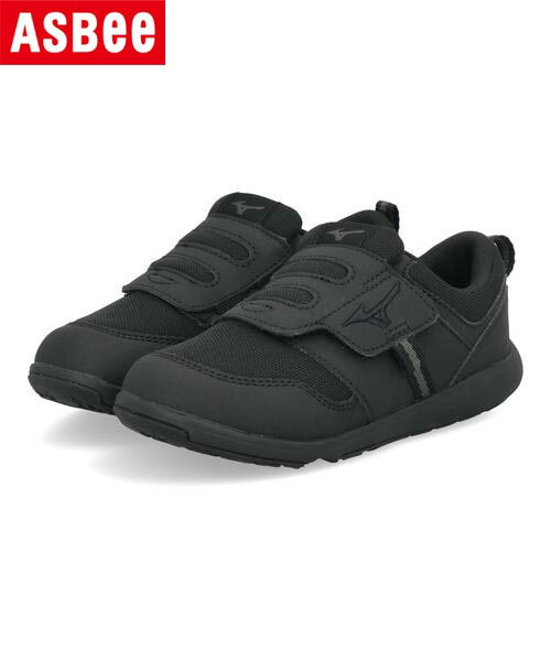 【クーポン配布中】mizuno ミズノ PLAMORE KIDS 2 パカっと開いて脱ぎ履き簡単 キッズシューズ ワンベルト プレモアキッズ2 C1GD2233 02 ブラック キッズ シューズ 靴 スニーカー 運動靴 ガールズ ボーイズ プレゼント ラッピング ASBee アスビー