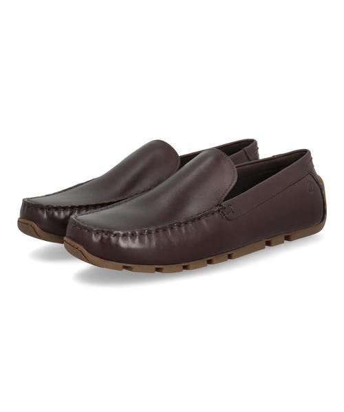 Clarks クラークス CORSLEY PLAIN メンズ ドライビングシューズ モカシン スリッポン ヴァンプ(コーズリープレーン) 26186445 ダークブラウンレザー｜asbee＋
