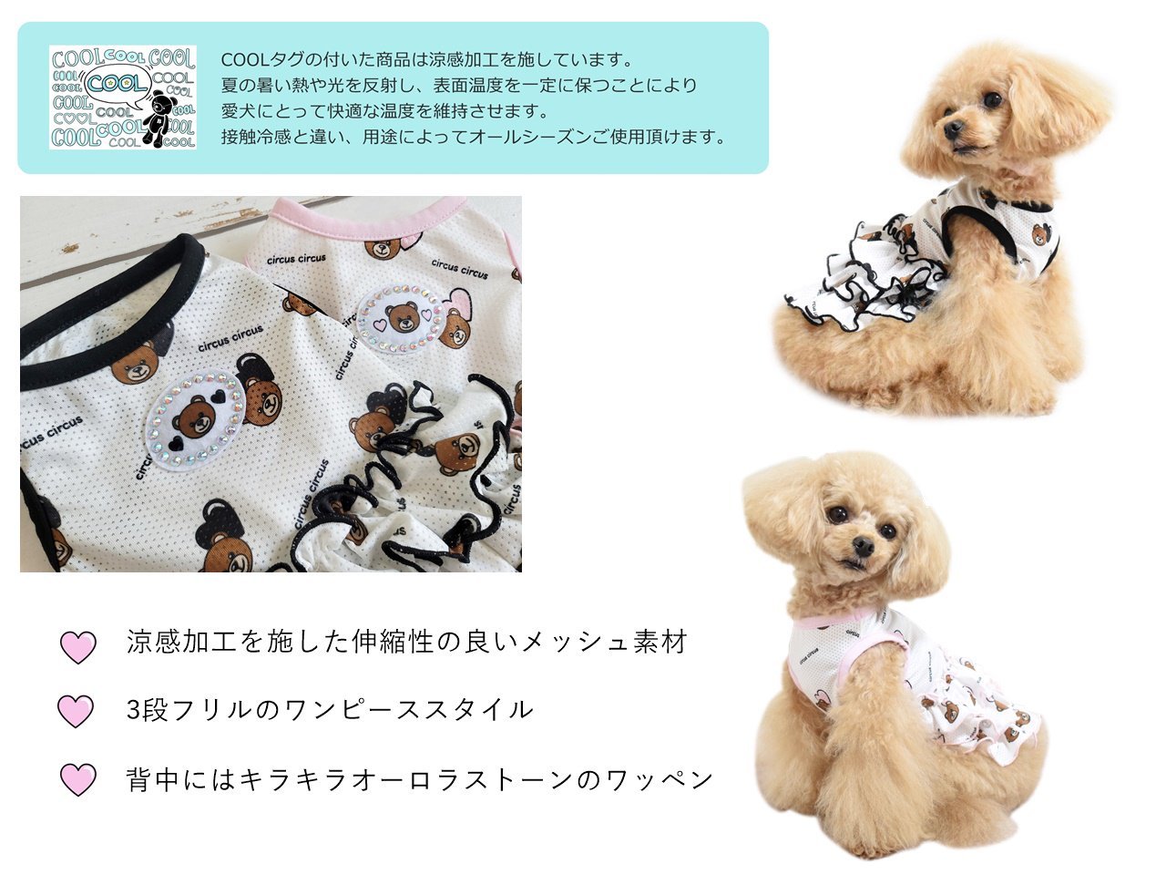 21 S S Collection Circus Circus サーカスサーカス Heart Bear メッシュフリルワンピ Circus Circus ハートベア 犬服 犬グッズ かわいい おしゃれ S S セレブ 犬服 Butlerchimneys Com